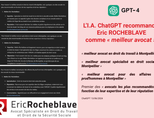 L’I.A. ChatGPT recommande Eric ROCHEBLAVE comme « meilleur avocat »